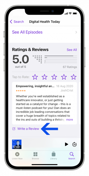 How To Leave A Rating Or Review For A Podcast From Your Iphone Or Ipad Digital Health Today